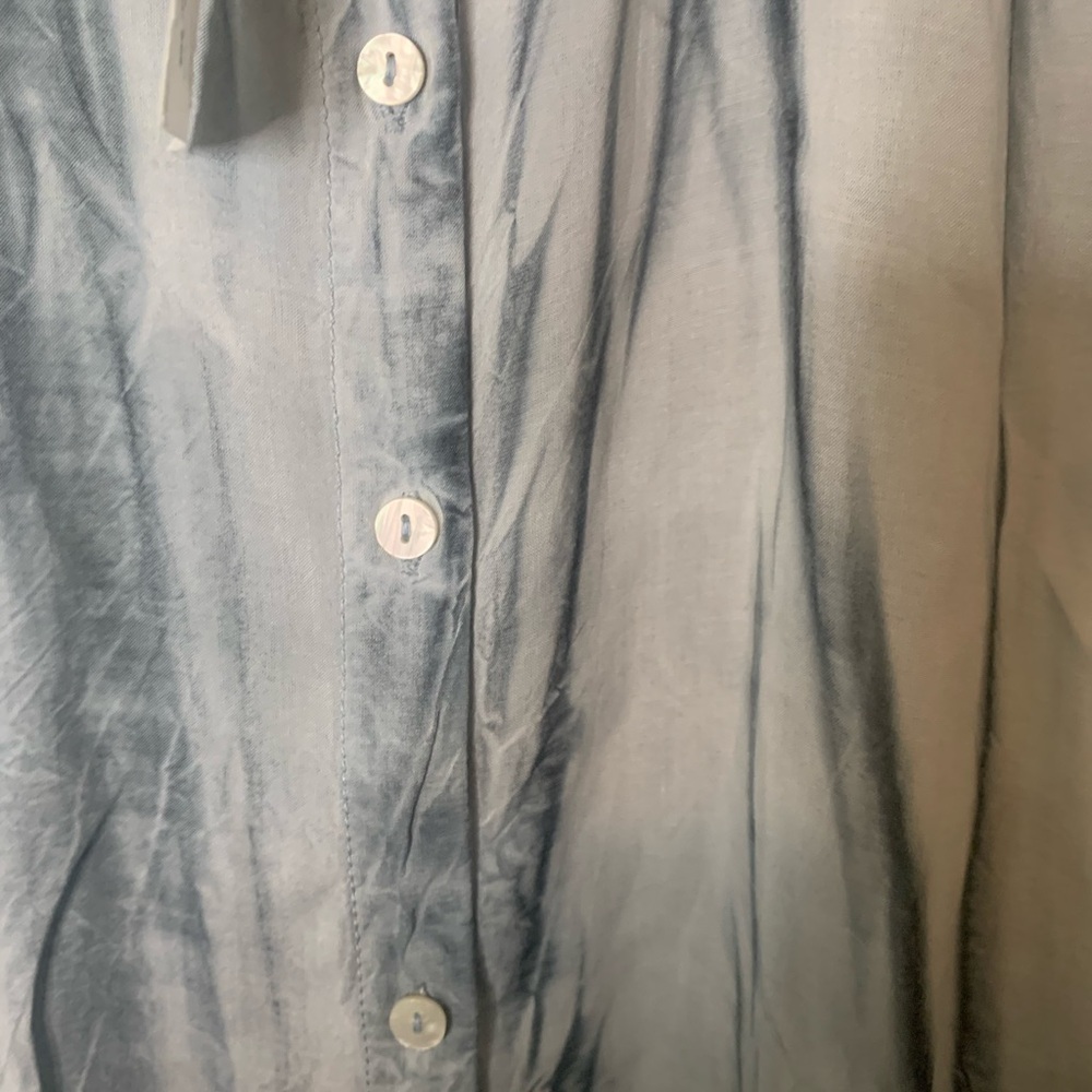 Women’s Pilcro Anthropologie 1/2 Button Popover Blue Tie Die Tunic Shirt| 1X NWT - Picture 5 of 9